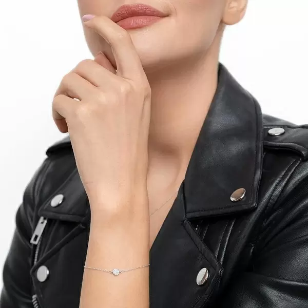 Leaf Jewelry Armkette Pavé mit Diamanten, 18 K Weißgold Hotsell