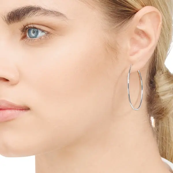 Leaf Jewelry Creole Rund L, 40mm, 14 K Weissgold Fabrikverkauf