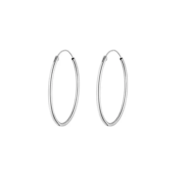 Leaf Jewelry Creole Rund L, 40mm, 14 K Weissgold Fabrikverkauf