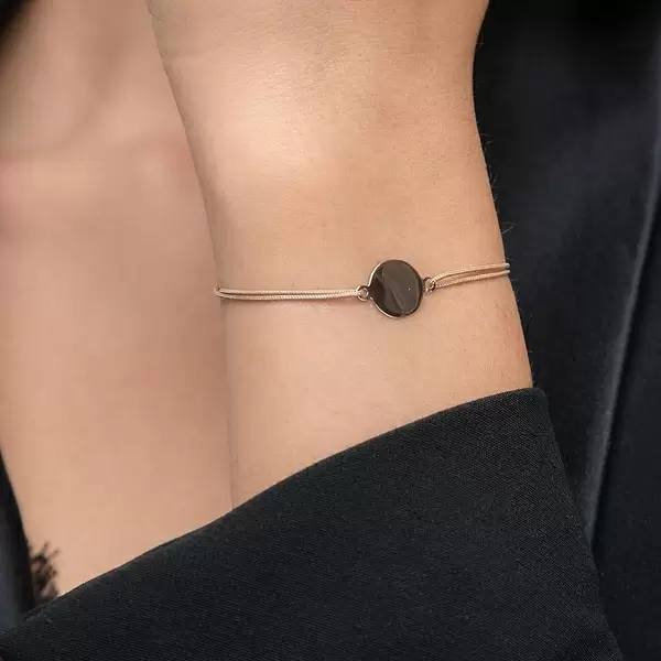 Leaf Jewelry Glücksbändchen Plate, 14 K Rosegold, Beige Kostenloser Versand
