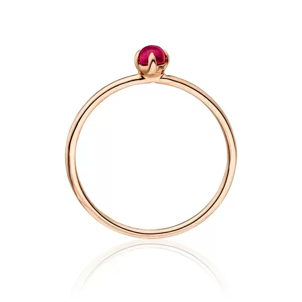 Leaf Jewelry Ring Cabochon, 14 K Roségold, Rubin, Gr.50 Limitierter Zeitrabatt
