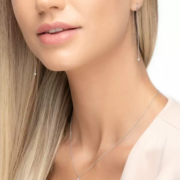 Leaf Jewelry Ohrringe Pure Ball Chain, 14 K Weißgold Rabatt