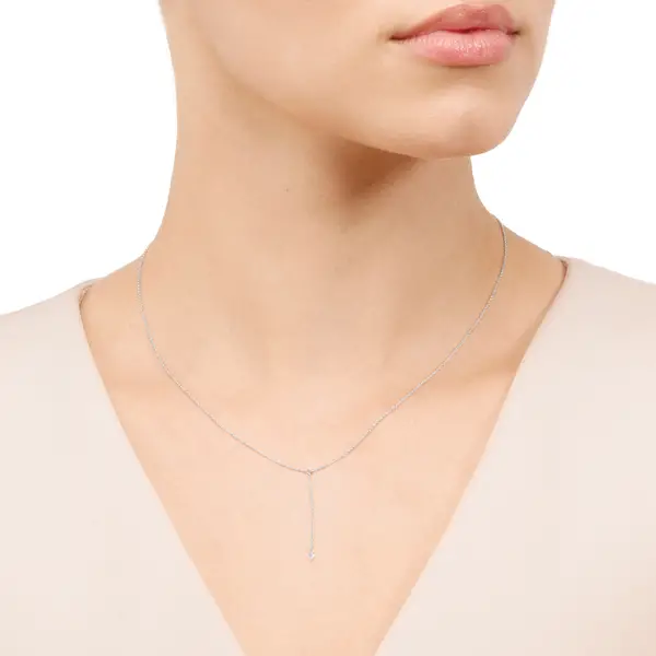 Leaf Jewelry Halskette Y-Pure Diamant, 18 K Weißgold Flash Sale