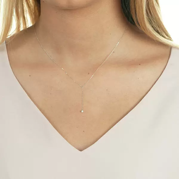 Leaf Jewelry Halskette Y-Pure Diamant, 18 K Weißgold Flash Sale
