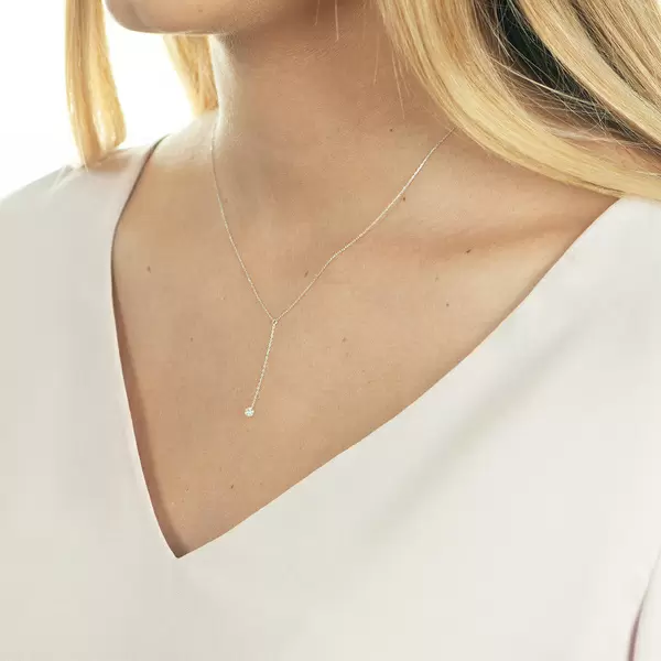 Leaf Jewelry Halskette Y-Pure Diamant, 18 K Weißgold Flash Sale