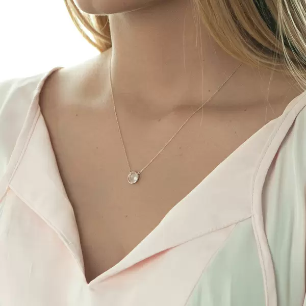 Leaf Jewelry Halskette Rosenquarz, 14 K Roségold Begrenztes Angebot