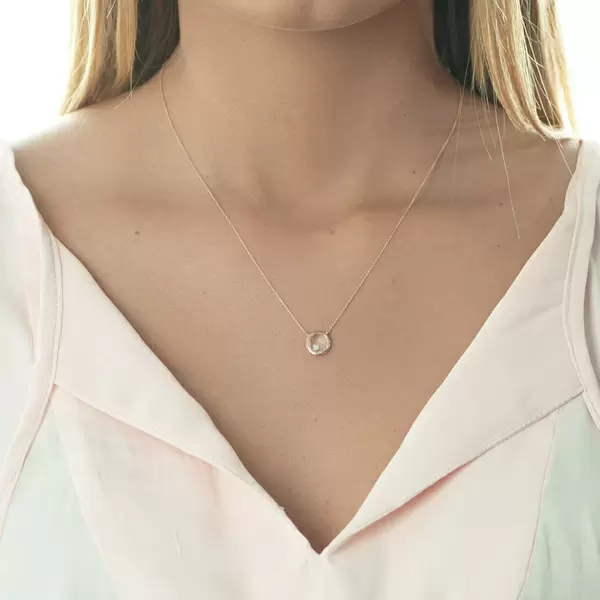 Leaf Jewelry Halskette Rosenquarz, 14 K Roségold Begrenztes Angebot