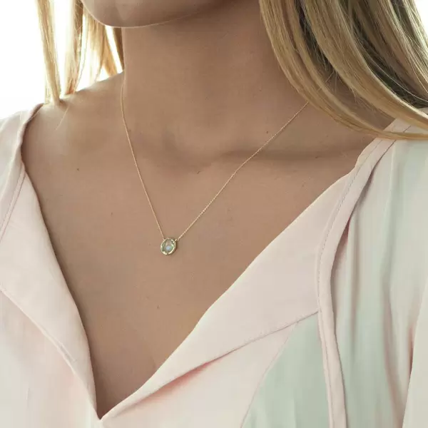 Leaf Jewelry Halskette Grüner Amethyst, 14 K Gelbgold Online Shopping
