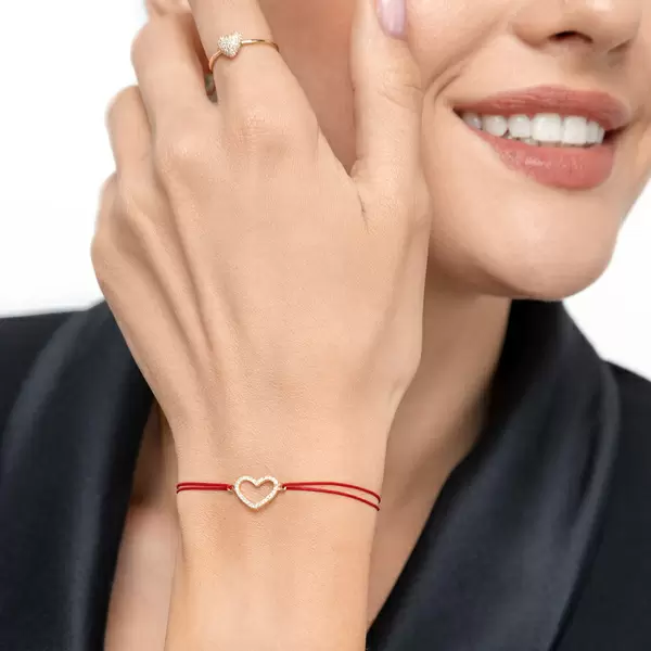 Leaf Jewelry Glückarmband Herz mit Diamanten, 18 K Gelbgold, Beige Exklusivangebot