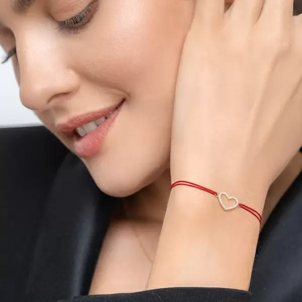 Leaf Jewelry Glückarmband Herz mit Diamanten, 18 K Gelbgold, Beige Exklusivangebot