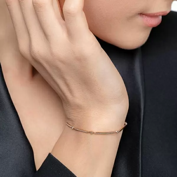 Leaf Jewelry Armband Bar, 18K Rosegold, Diamanten Preisnachlass