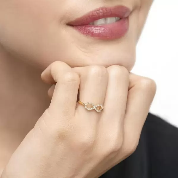 Leaf Jewelry Infinityring mit Diamanten, 18 K Gelbgold Black Friday