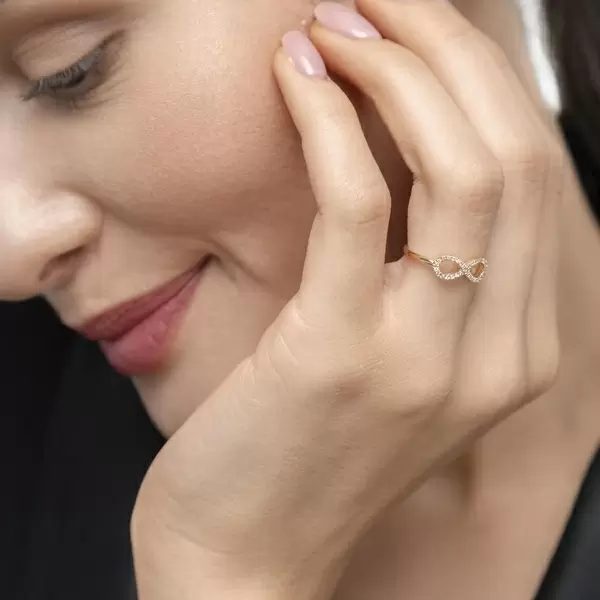 Leaf Jewelry Infinityring mit Diamanten, 18 K Gelbgold Black Friday