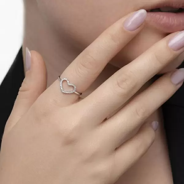 Leaf Jewelry Ring Herz mit Diamanten, 18 K Weißgold Vatertagsangebot