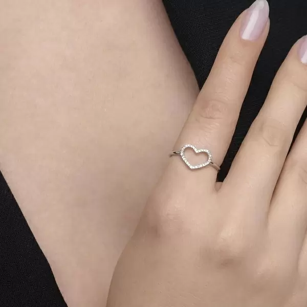 Leaf Jewelry Ring Herz mit Diamanten, 18 K Weißgold Vatertagsangebot