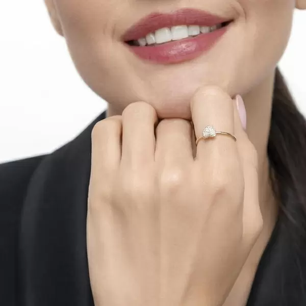Leaf Jewelry Ring Herz Full mit Diamanten, 18 K Gelbgold Top Angebot