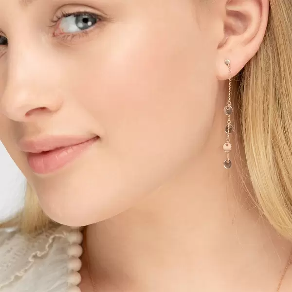 Leaf Jewelry Ohrringe Platelet Kette, 14 K Rosegold Zeitlich begrenztes Angebot