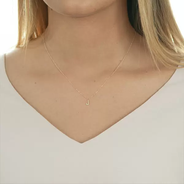 Leaf Jewelry Halskette Letter "J", 14 K Rosegold mit Diamanten Neuheiten