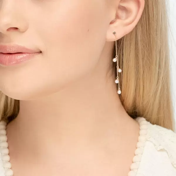Leaf Jewelry Ohrringe Perle Kette, 14 K Rosegold Sonderangebote