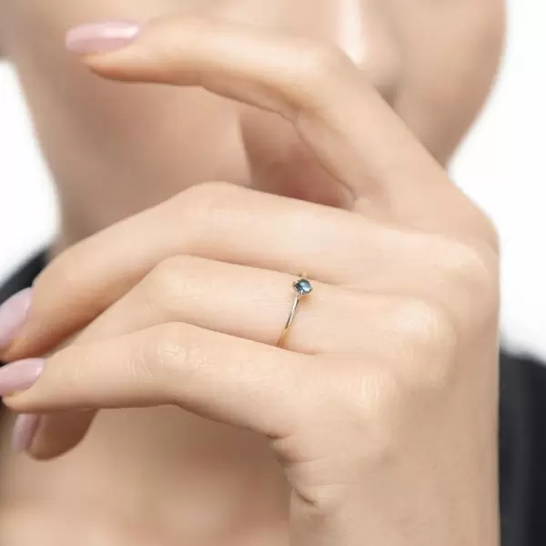 Leaf Jewelry Ring Cabochon, 14 K Gelbgold, Blauer Topas Riesige Ersparnisse