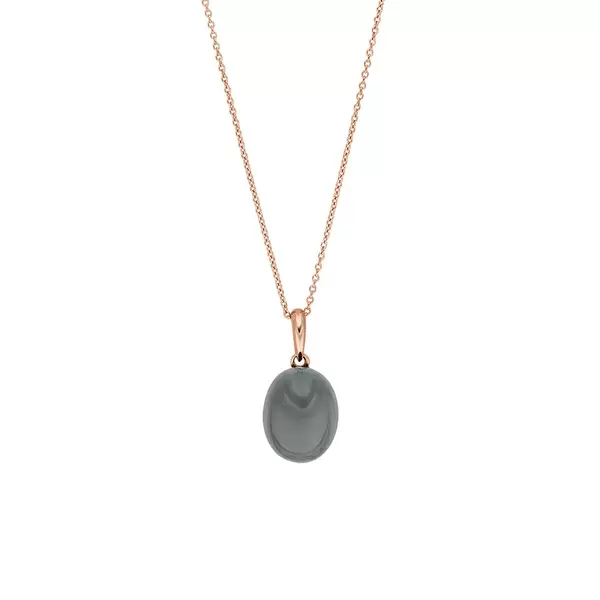 Leaf Jewelry Halskette Cabochon II, 14 K Rosegold, Grauer Mondstein VIP-Rabatte