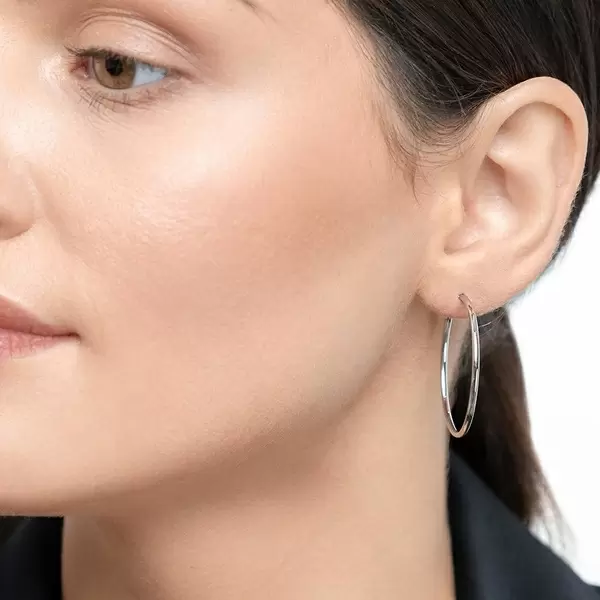 Leaf Jewelry Creole Rund M, 30mm, 14 K Weissgold Wochenangebot