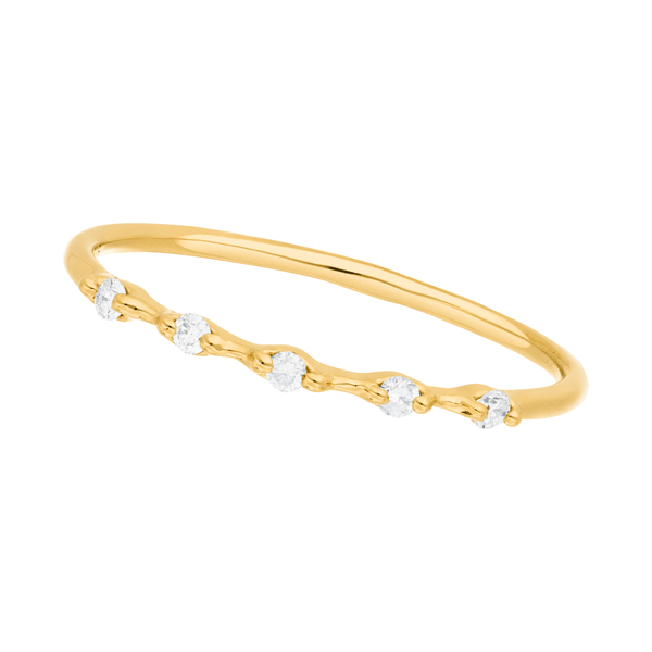 Leaf Jewelry Ring mit 5 Diamanten, 14K Gelbgold Begrenzte Freigabe