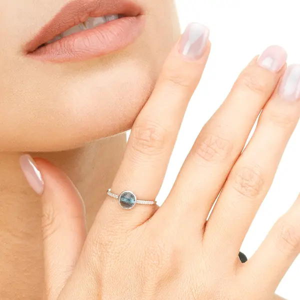 Leaf Jewelry Ring Blue Topas mit Diamanten, 14K Rosegold JETZT KAUFEN