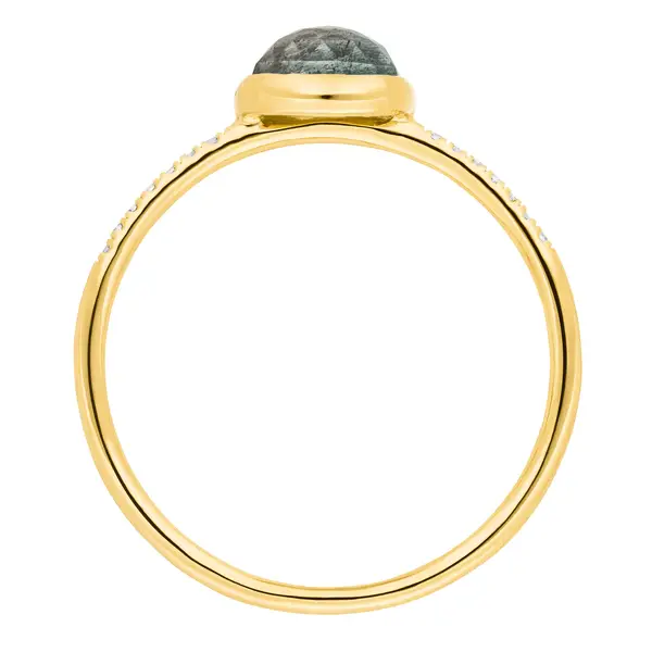 Leaf Jewelry Ring Labradorit mit Diamanten, 14K Gelbgold Letzte 2 Tage
