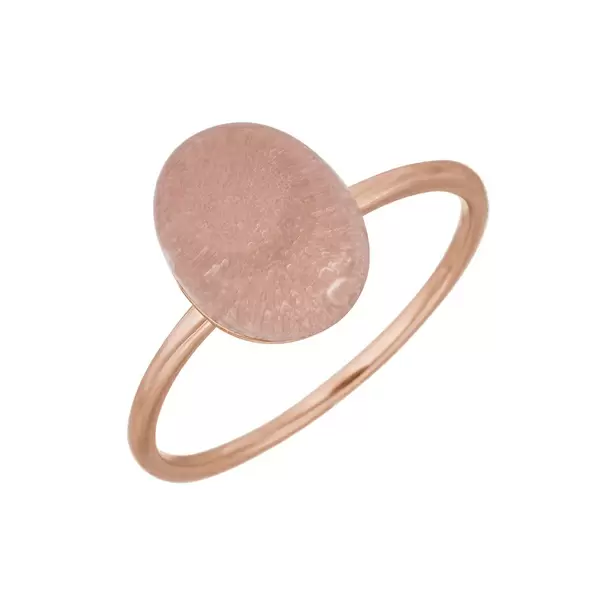 Leaf Jewelry Ring Cabochon II, 14 K Rosegold, Rosenquarz Letzter Tag