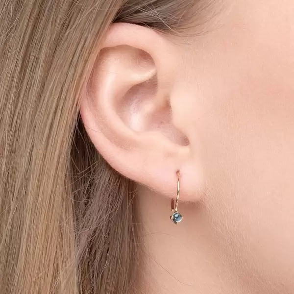 Leaf Jewelry Ohrringe Cabochon, Blaue Topas, 14 K Gelbgold Zeitbegrenzte Promotion