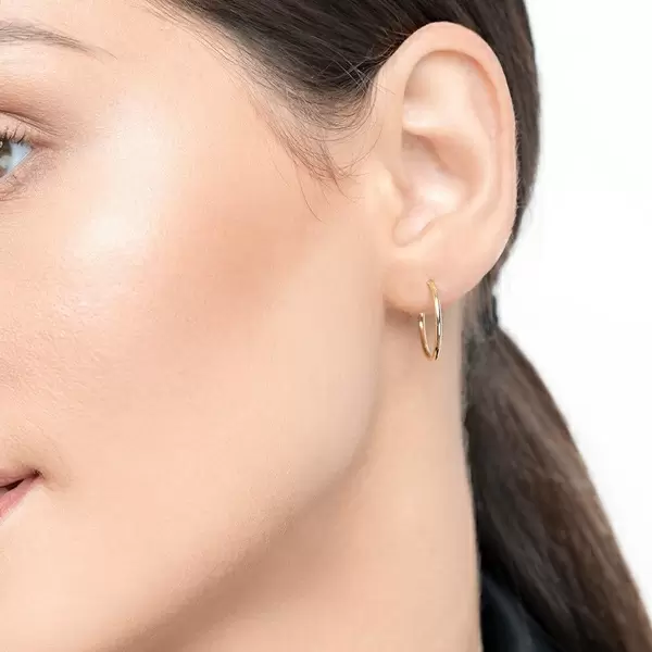 Leaf Jewelry Creole Rund S, 15mm, 14 K Gelbgold Bis zu 50% Rabatt