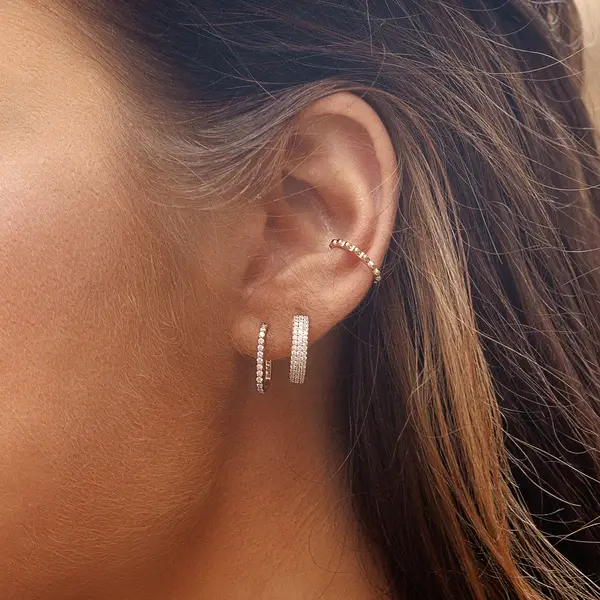 Leaf Jewelry Mini Creole Square mit Zirkonia, 18 K Gelbgold vergoldet Nur für heute