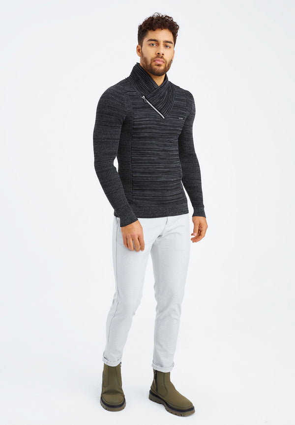 Leif Nelson Strickpullover Feinstrick mit Schalkragen Letzte 3 Tage