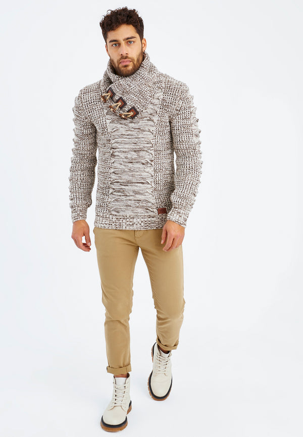 Leif Nelson Strickpullover Grobstrick mit Schalkragen Sonderangebot der Fabrik