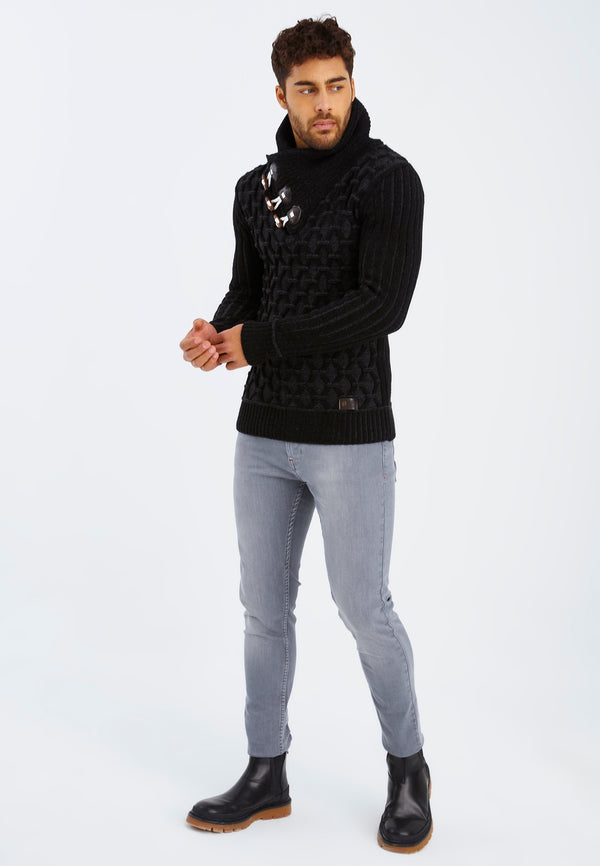 Leif Nelson Strickpullover Grobstrick mit Schalkragen Speichern exportieren