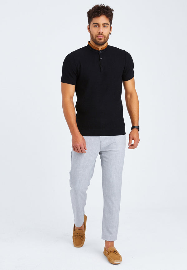 Leif Nelson T-Shirt Feinstrick mit Stehkragen Valentinstagsangebot