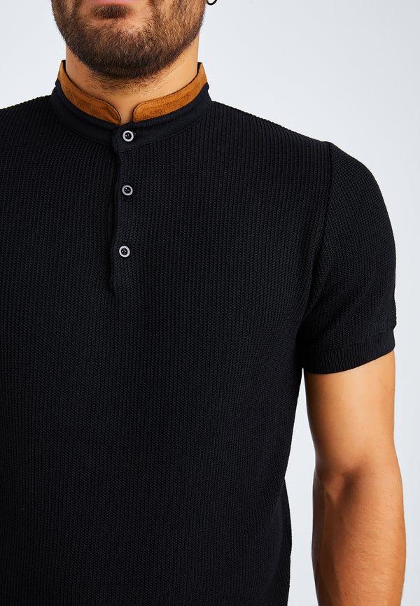 Leif Nelson T-Shirt Feinstrick mit Stehkragen Valentinstagsangebot