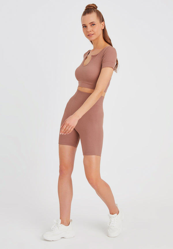Leif Nelson Seamless Crop Top kurzarm Rabatt