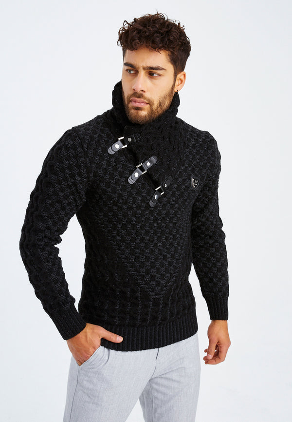 Leif Nelson Strickpullover Grobstrick mit Schalkragen Weihnachtsangebot