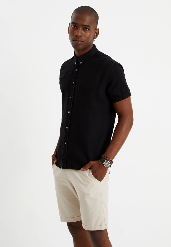 Leif Nelson Leinenhemd Kurzarm Black Friday Preise