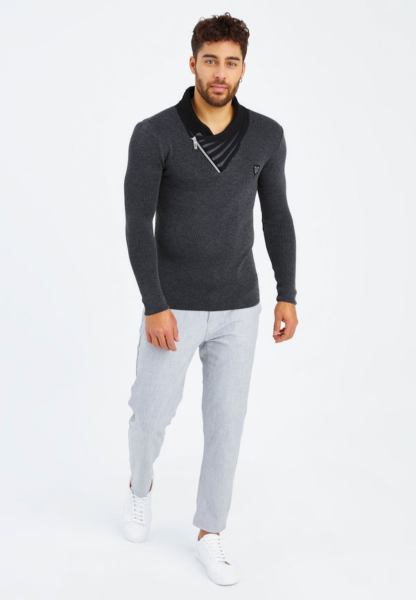 Leif Nelson Strickpullover Feinstrick mit Schalkragen Tägliche Deals