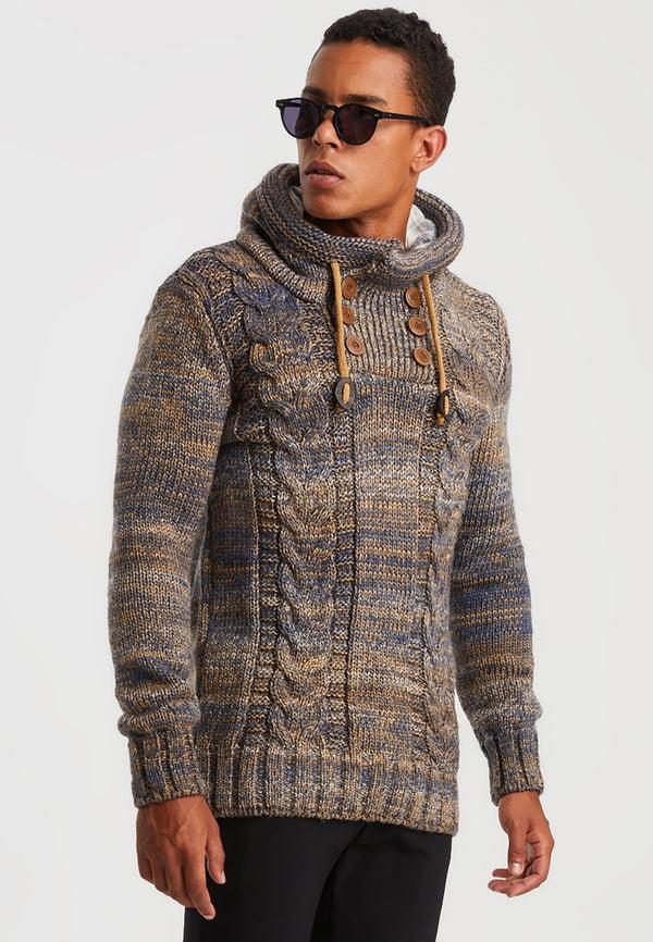 Leif Nelson Strickpullover Grobstrick mit Kapuze Letzter Tag