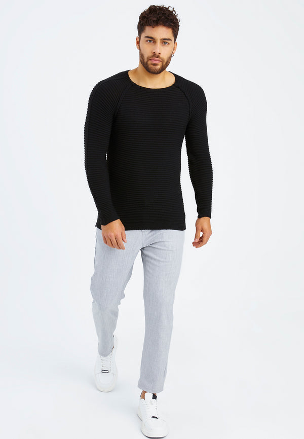 Leif Nelson Strickpullover Grobstrick Rundhals Super Rabatt