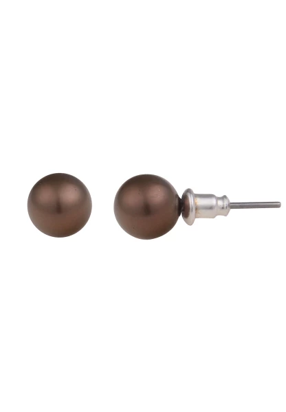 Leslii Damen-Ohrringe Daniela braune Perlen-Ohrringe Ohrstecker Modeschmuck Braun Riesige Rabatte