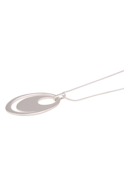 Leslii Lange Kette Oval-Anhänger Matt Silber 2025