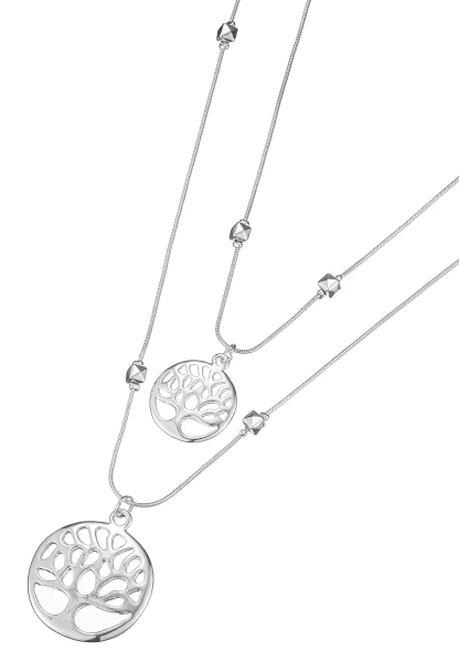 Leslii Lange Halskette Lebensbaum Layering in Silber Outlet