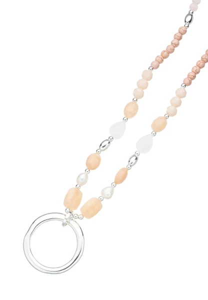 Leslii Lange Halskette Steine in Rosa im Angebot