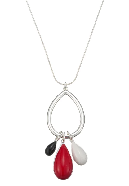 Leslii Lange Kette Tropfen in Silber Rot Fabrik Onlineshop
