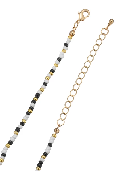 Leslii Kurze Kette Perle Schwarz Weiß Sonderangebot